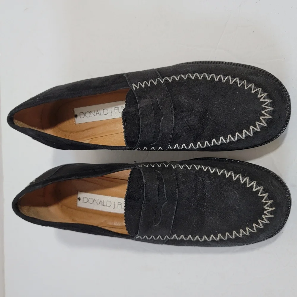 Donald J Pliner NIA Black Suede Platform Loafer Women Sz 7M Comfort Lightweight